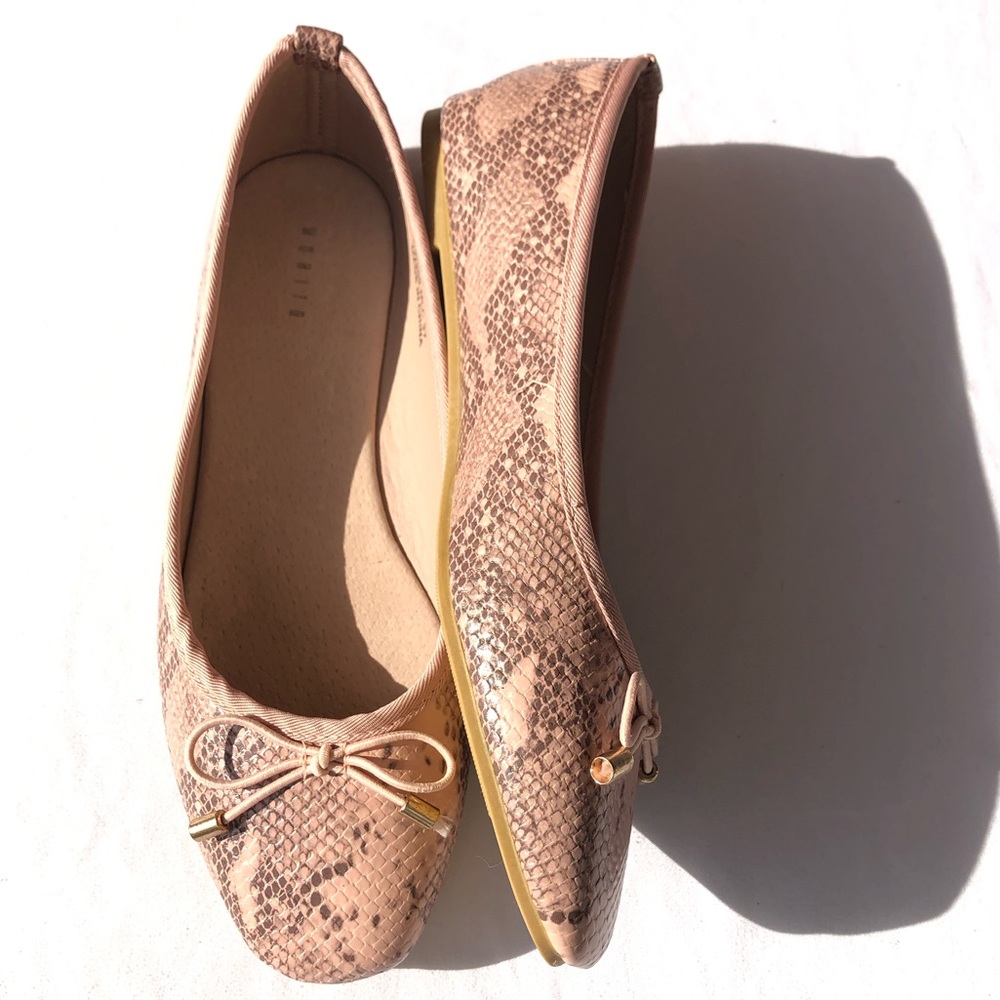 NWOT Pink Ballet Flats, Snakeskin print, Sz 7 (37)